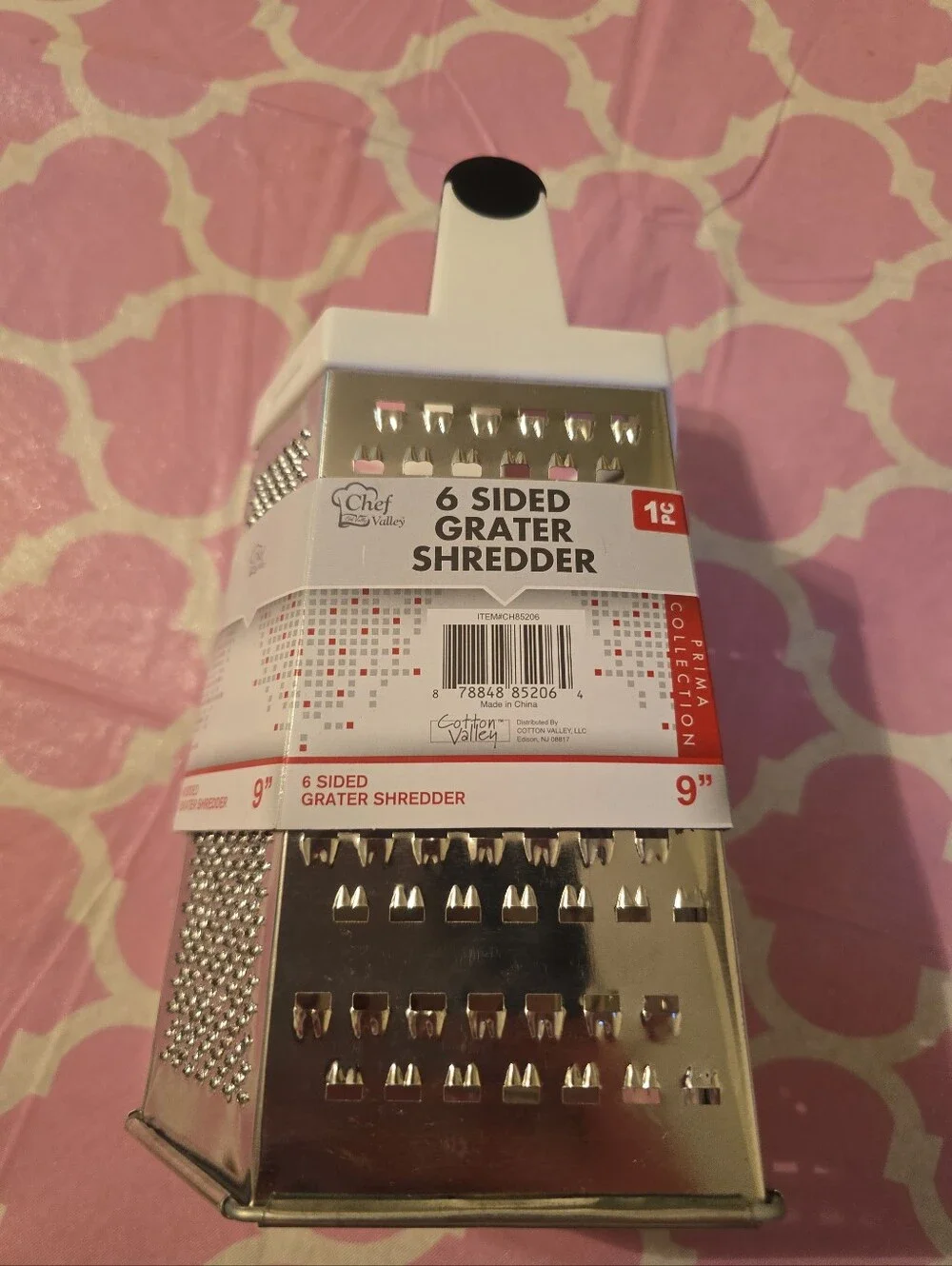 White and Stainless Steel 6-Sided Grater Shredder